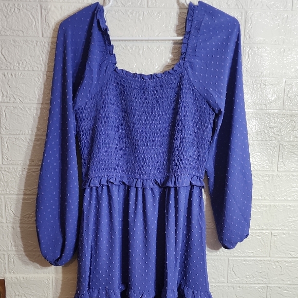 Chic Long Sleeve Blue Dress - Picture 6 of 8